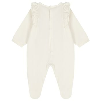 Baby Girls Ivory Logo Babygrow