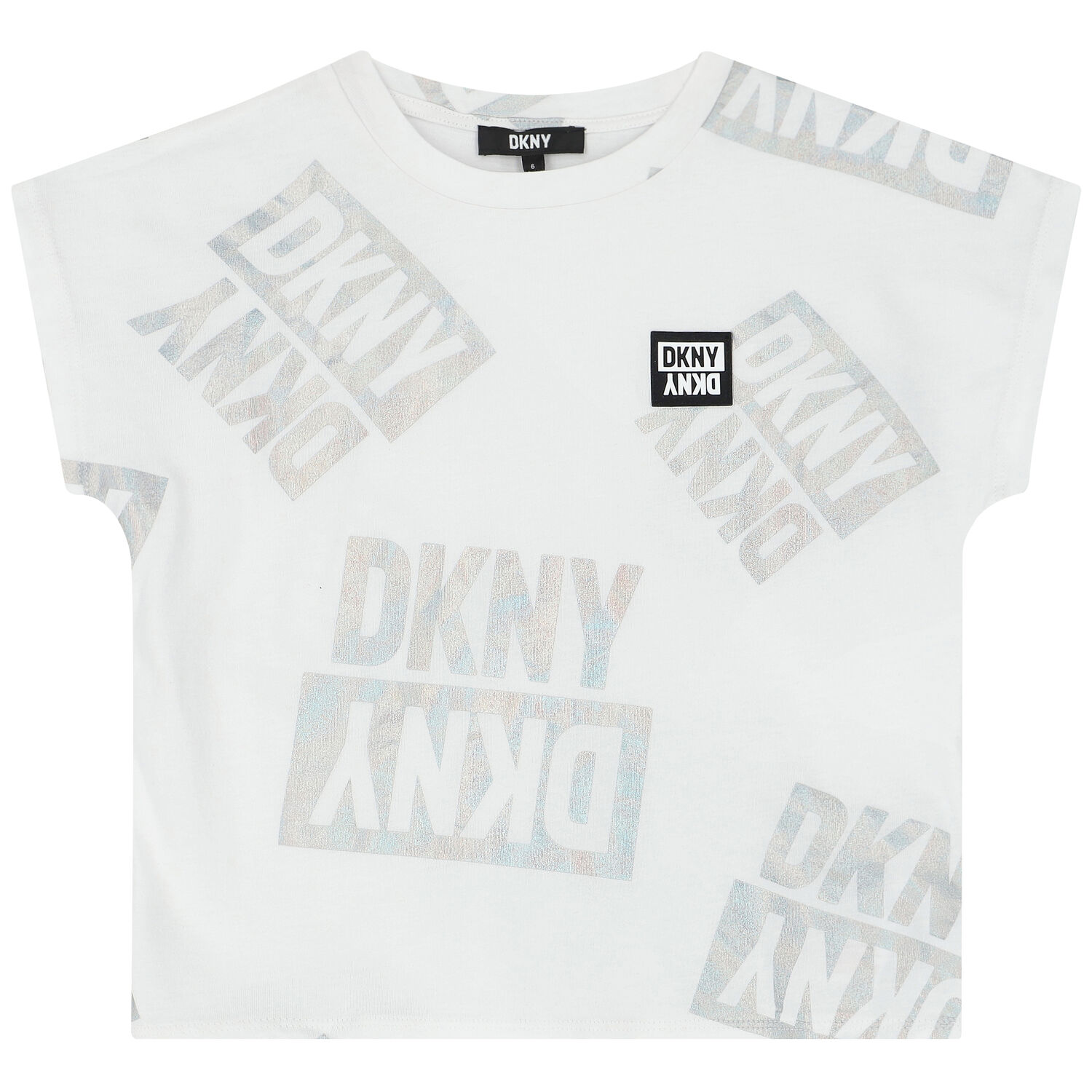 تيشيرت بالشعار باللون الابيض للبنات , 1, hi-res