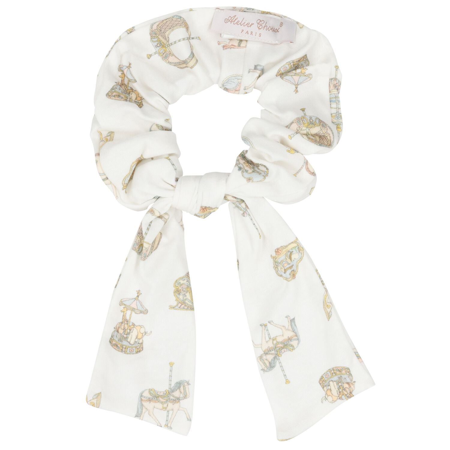 Girls Ivory Carousel Scrunchie, 1, hi-res