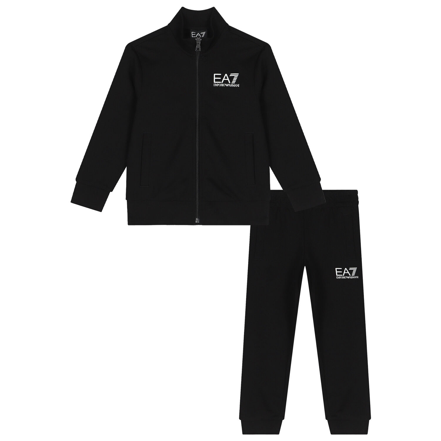 بدلة رياضية بالشعار باللون الأسود للأولاد, 1, hi-res