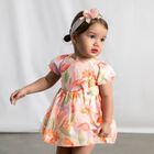 Younger Girls Pink & Orange Floral Dress, 1, hi-res