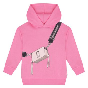 Girls Pink Logo Hooded Top