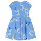 Girls Blue Floral Dress, 1, hi-res