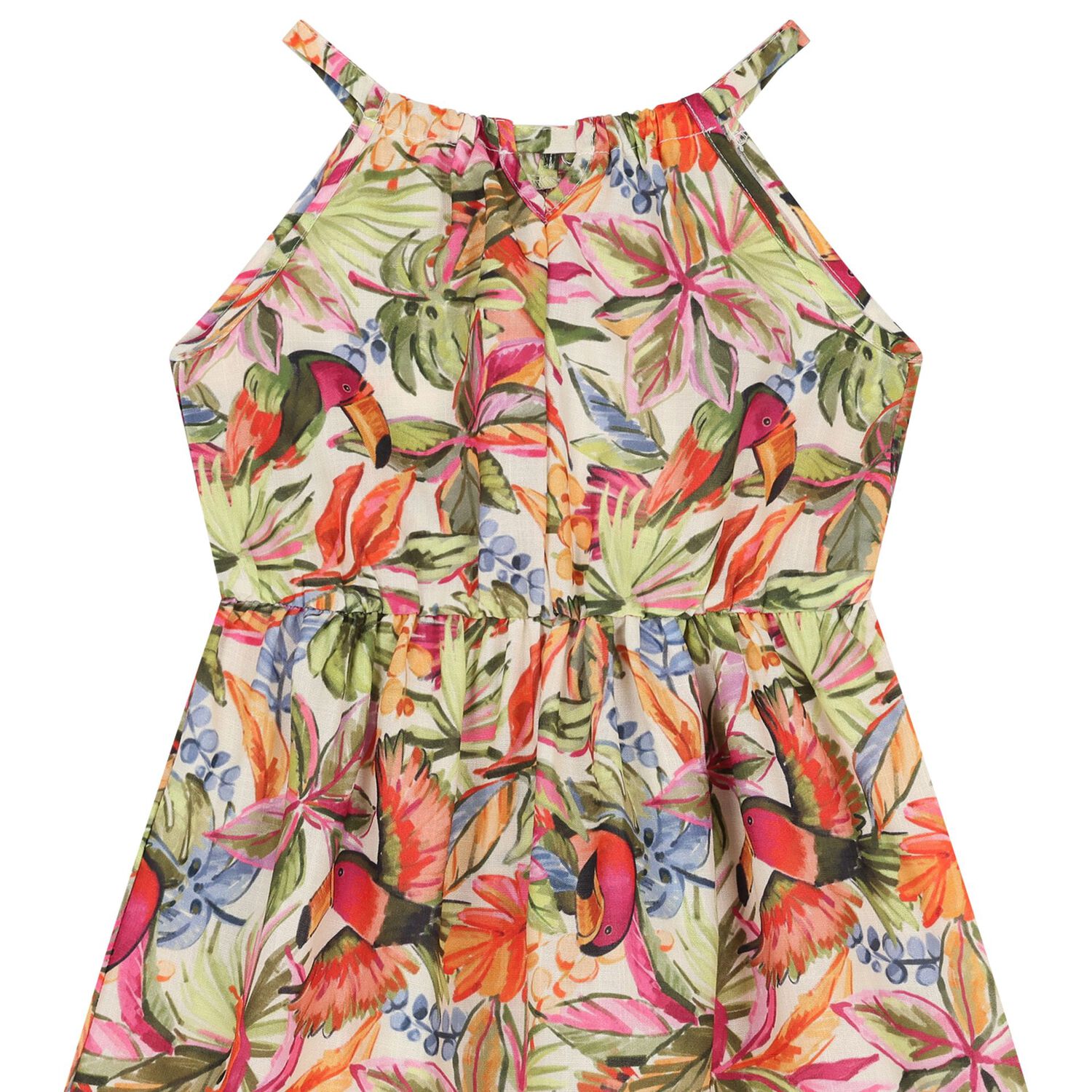 Girls Multi-Coloured Bird Dress, 1, hi-res