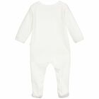 White Velour Babygrow, 1, hi-res