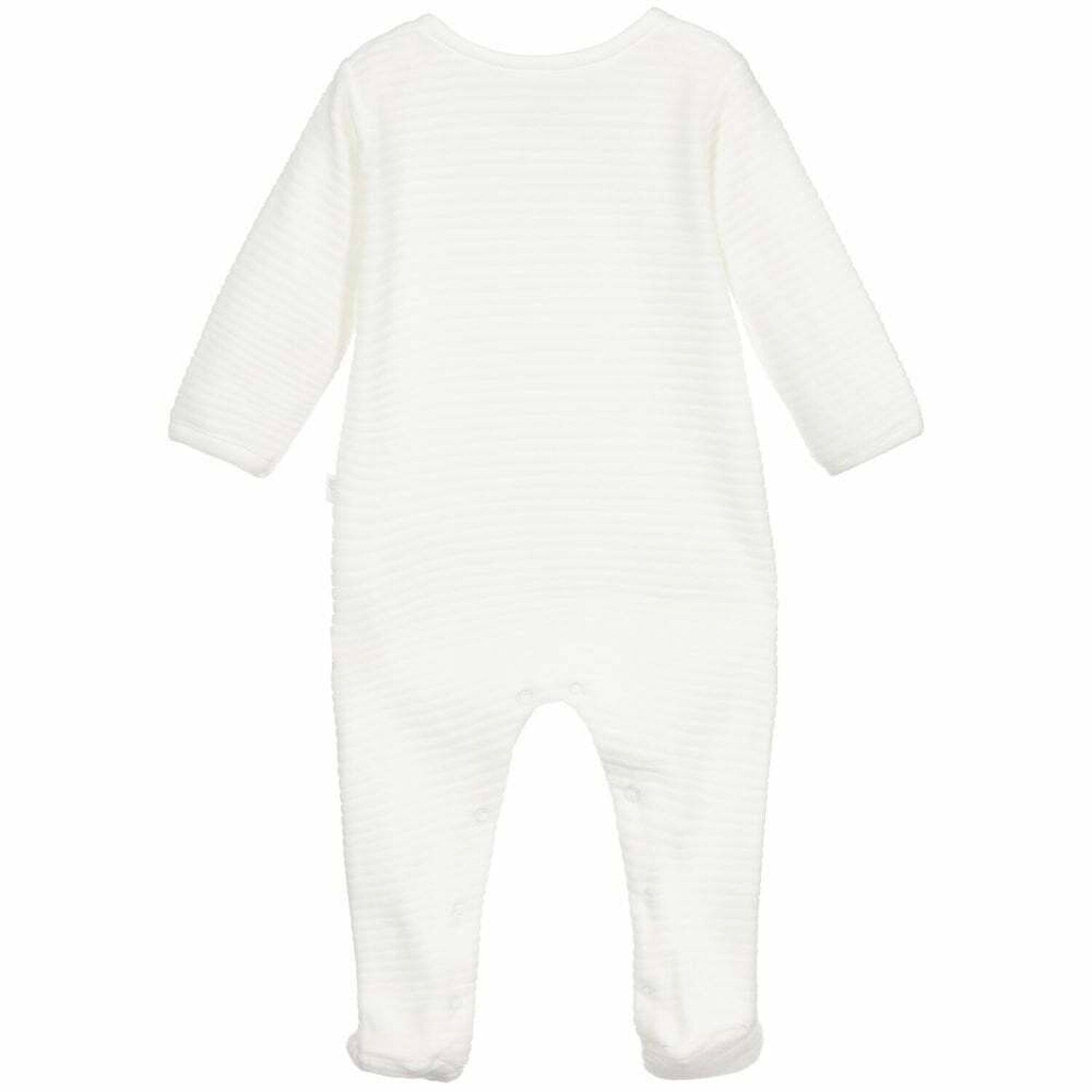 White Velour Babygrow, 1, hi-res