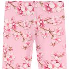Girls Pink Logo Cherry Blossom Leggings, 1, hi-res