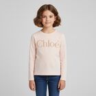 Girls Pink Logo Long Sleeve Top, 1, hi-res