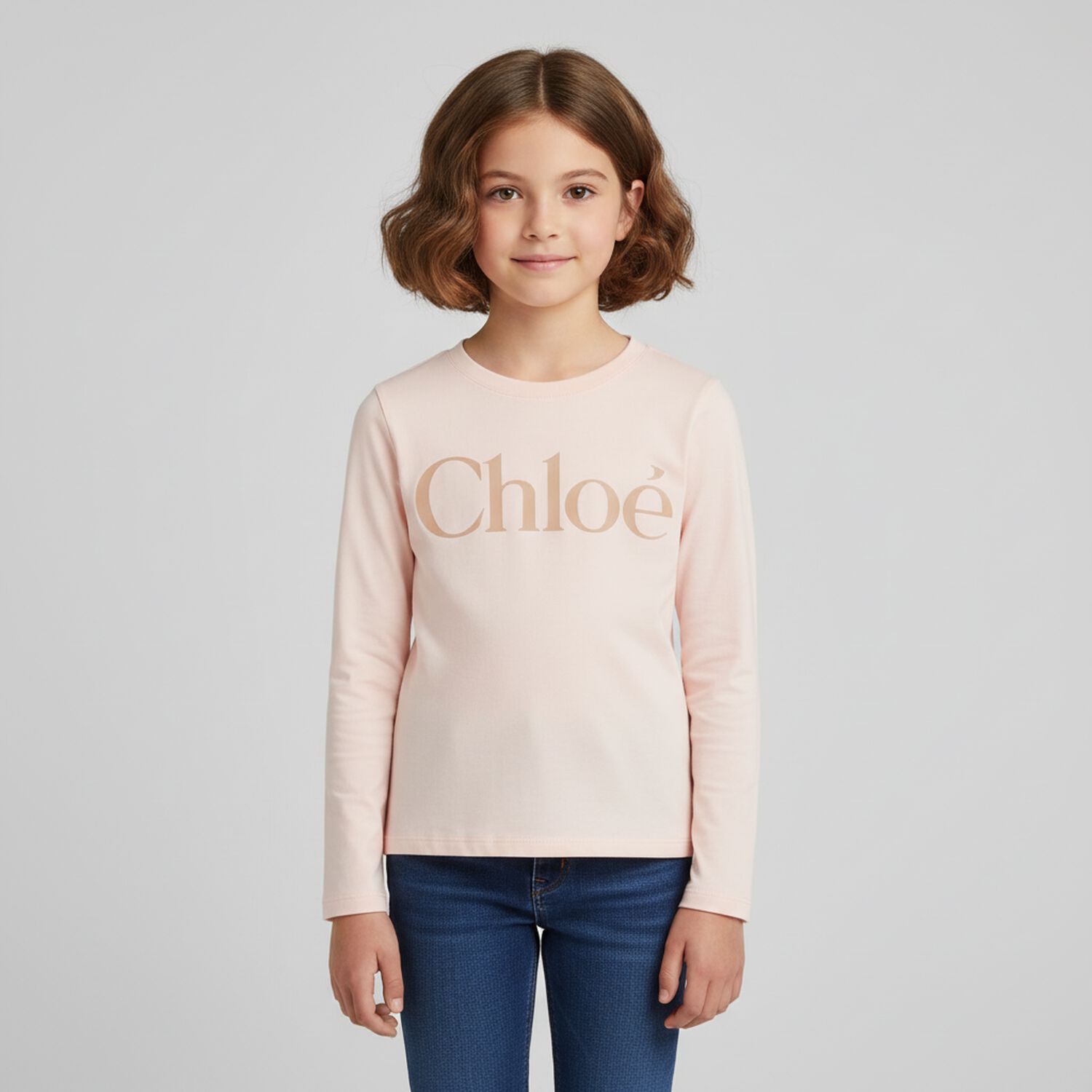 Girls Pink Logo Long Sleeve Top, 1, hi-res image number null
