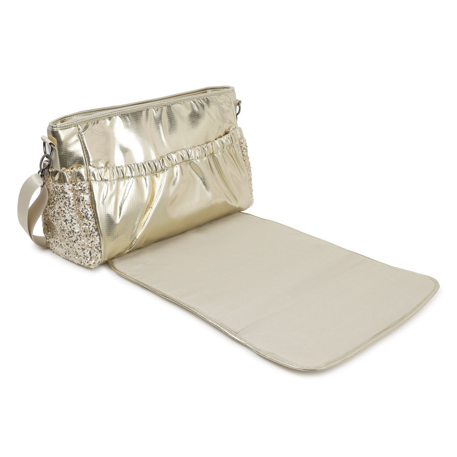 Baby Girls Gold Logo Changing Bag, 1, hi-res