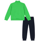 Boys Green & Navy Blue Tracksuit, 1, hi-res