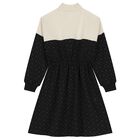 Girls Ivory & Black Logo Dress, 1, hi-res