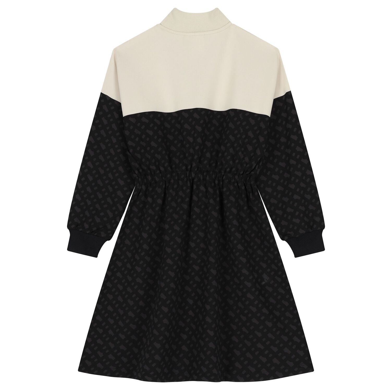 Girls Ivory & Black Logo Dress, 1, hi-res