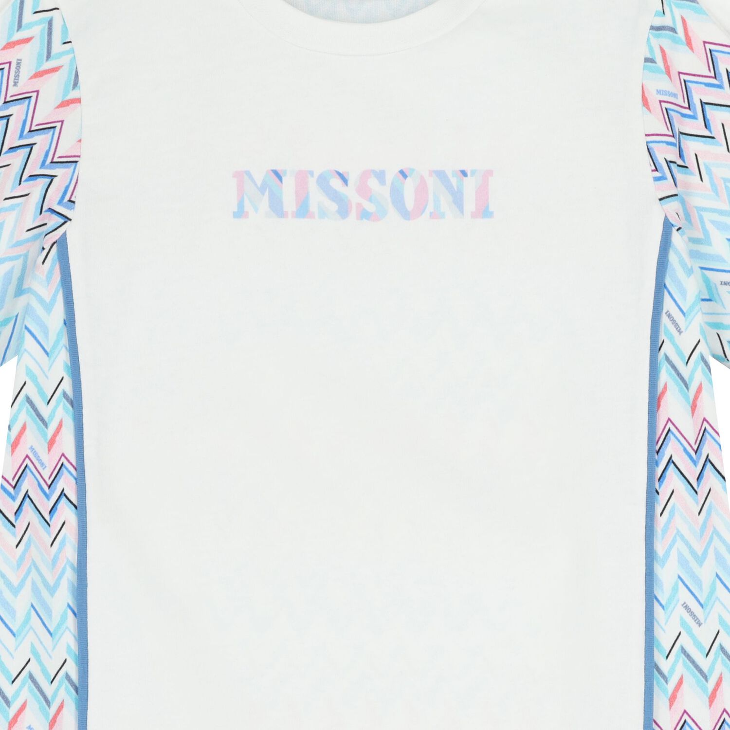 فستان بنقشة متعرجة باللونين الابيض و الازرق للبنات , 1, hi-res