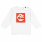Younger Boys White & Red Logo Long Sleeve Top, 1, hi-res