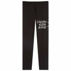 Girls Black Logo Organic Cotton Leggings, 1, hi-res