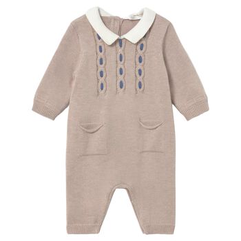Baby Boys Beige Knitted Romper