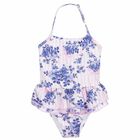 Younger Girls pink & Blue Floral Swimsuit, 1, hi-res