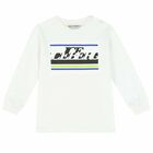 Younger Boys White Logo Top, 1, hi-res