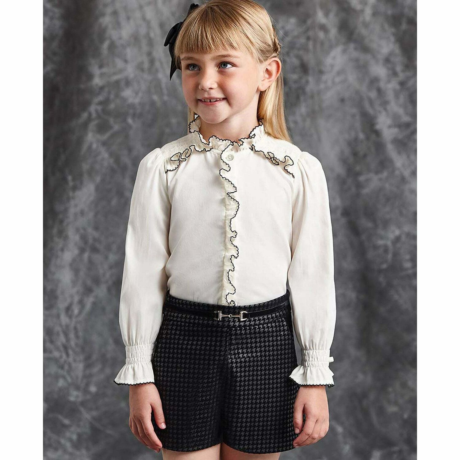 Girls Black Shorts, 1, hi-res