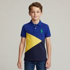 Boys Blue & Yellow Logo Polo Shirt, 1, hi-res