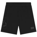 Boys Black Logo Shorts, 2, hi-res