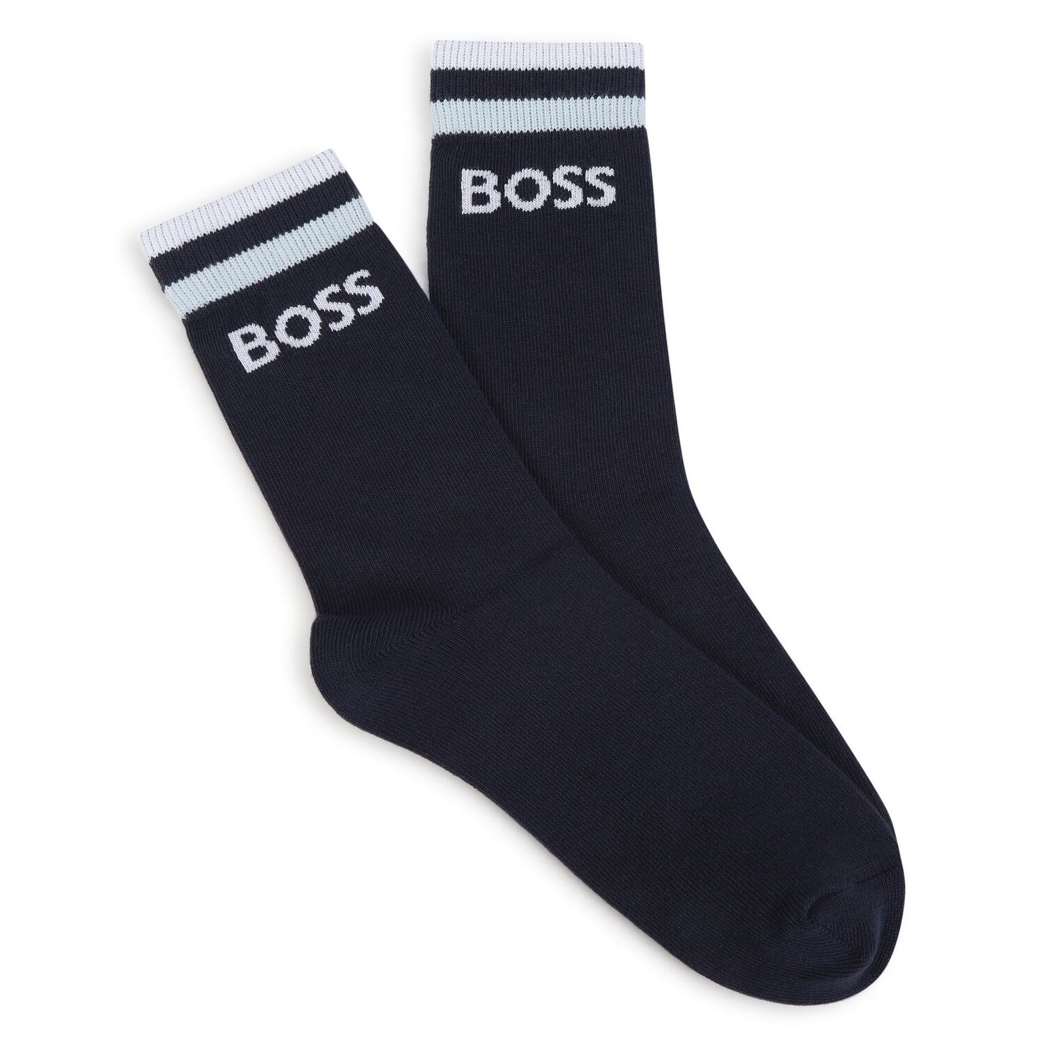 Boys White & Navy Blue Logo Socks ( 2-Pack ), 2, hi-res image number null