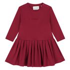 Younger Girls Red Pleated Logo Dress, 1, hi-res
