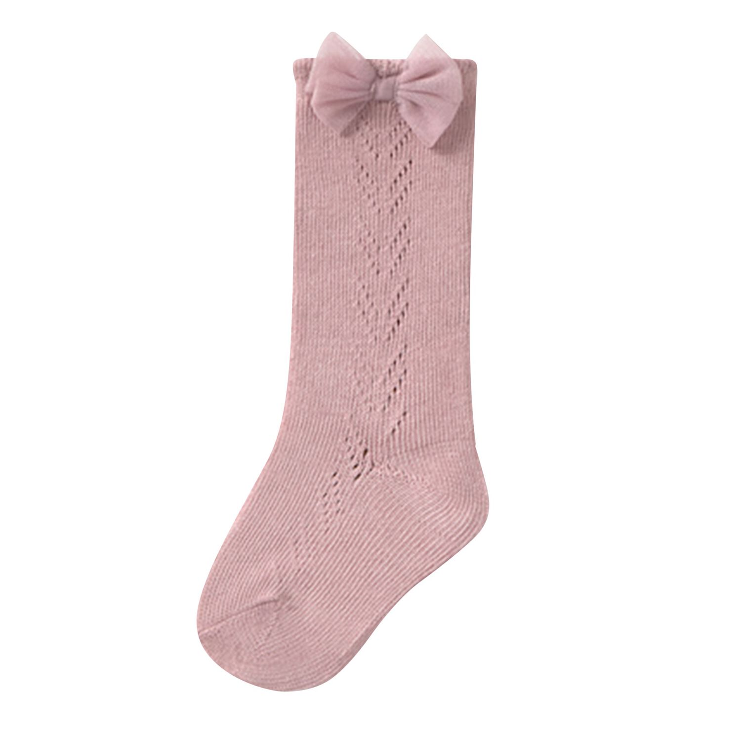 Younger Pink Knitted Bow Socks, 1, hi-res