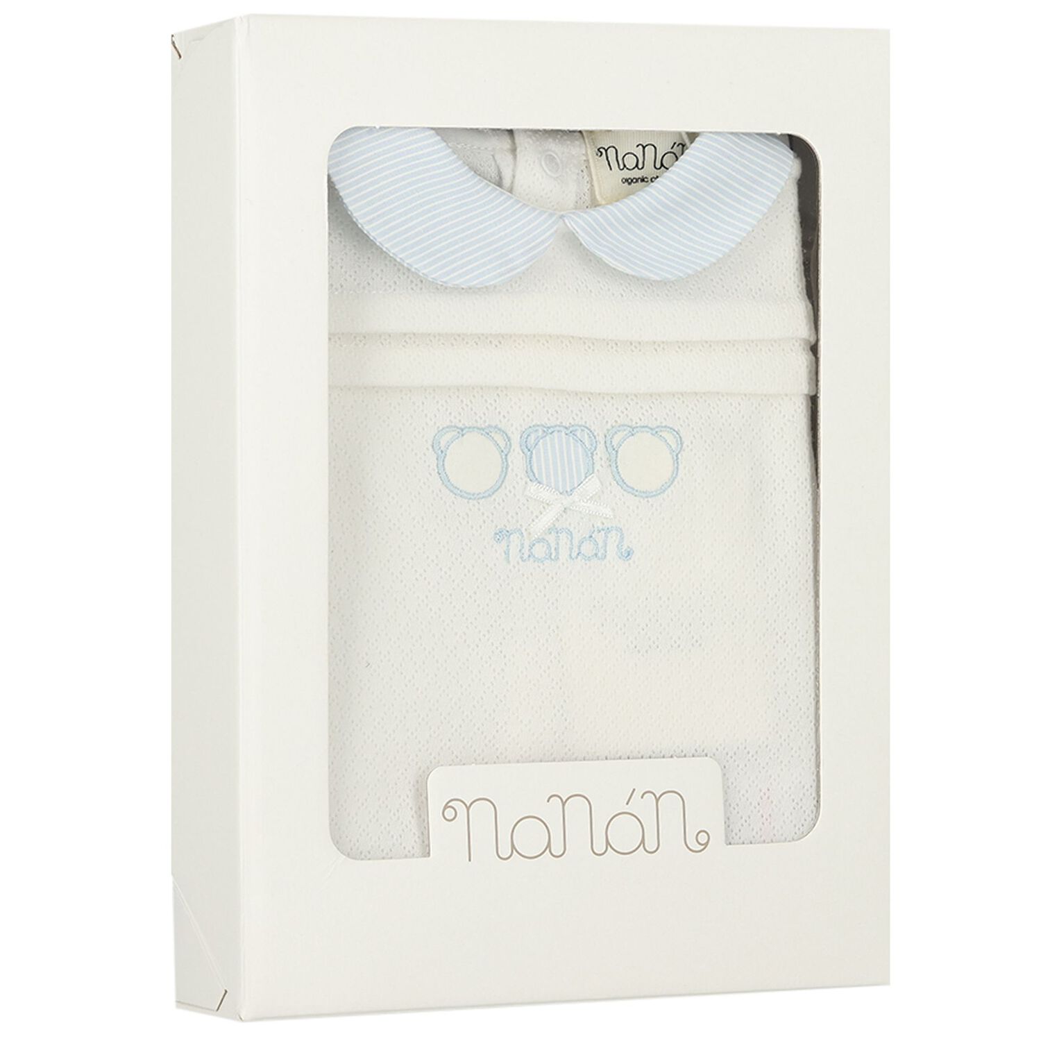 Baby Boys Ivory & Blue Babygrow, 1, hi-res image number null