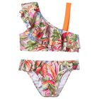 Girls Green & Pink Tropical Bikini, 1, hi-res