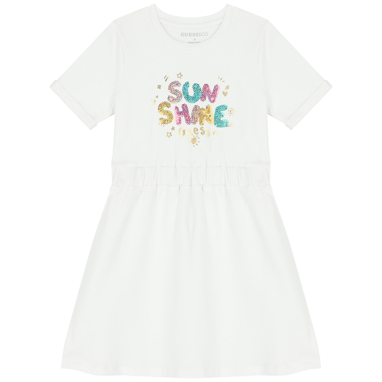 فستان بنات بالشعار باللون الأبيض, 1, hi-res image number null