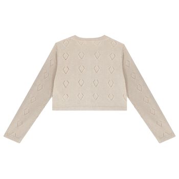 Girls Beige Knitted Cardigan