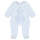 Baby Boys Blue Teddy Bear Babygrow, 2, hi-res