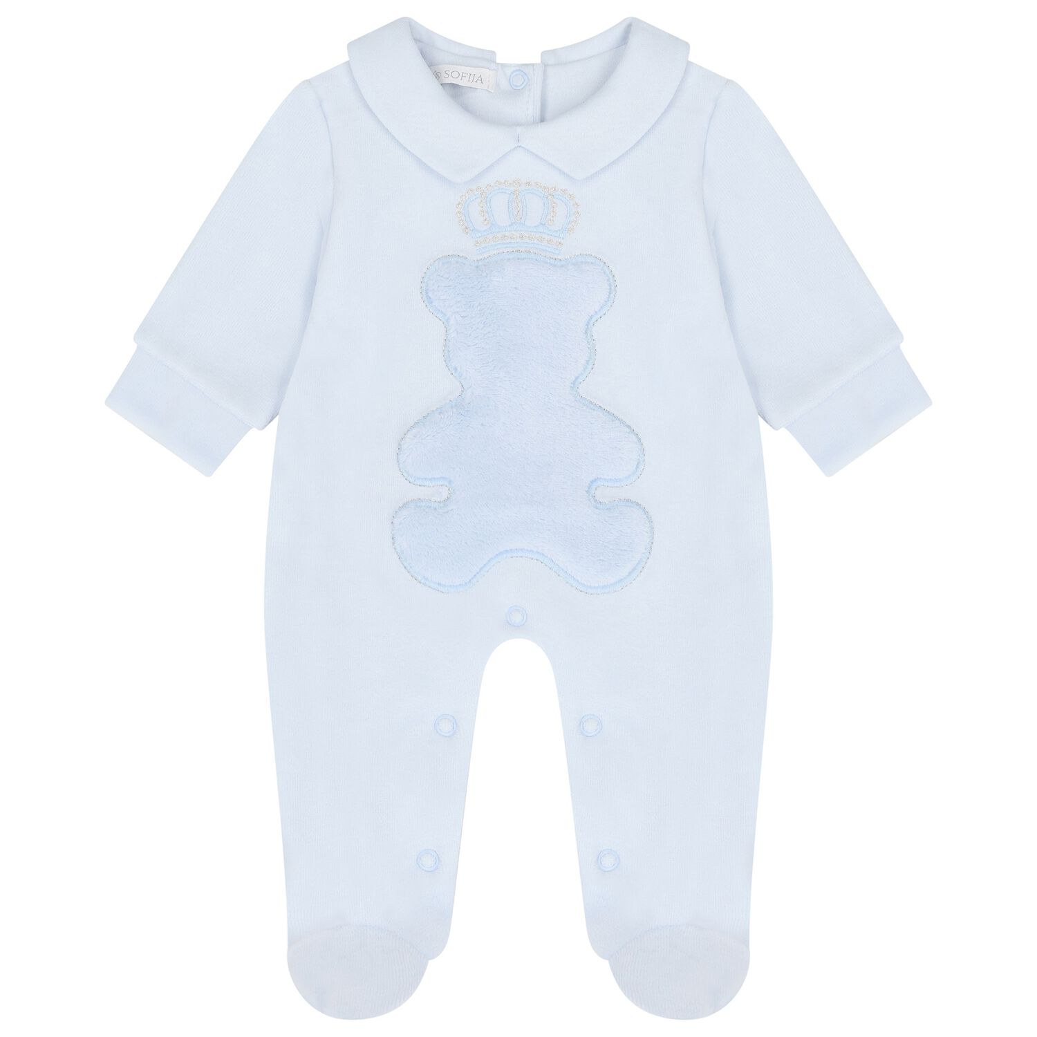 Baby Boys Blue Teddy Bear Babygrow, 2, hi-res