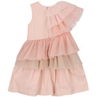 Girls Pink Tulle Ruffle Dress, 1, hi-res