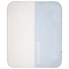 Baby Boys White & Blue Logo Blanket, 1, hi-res