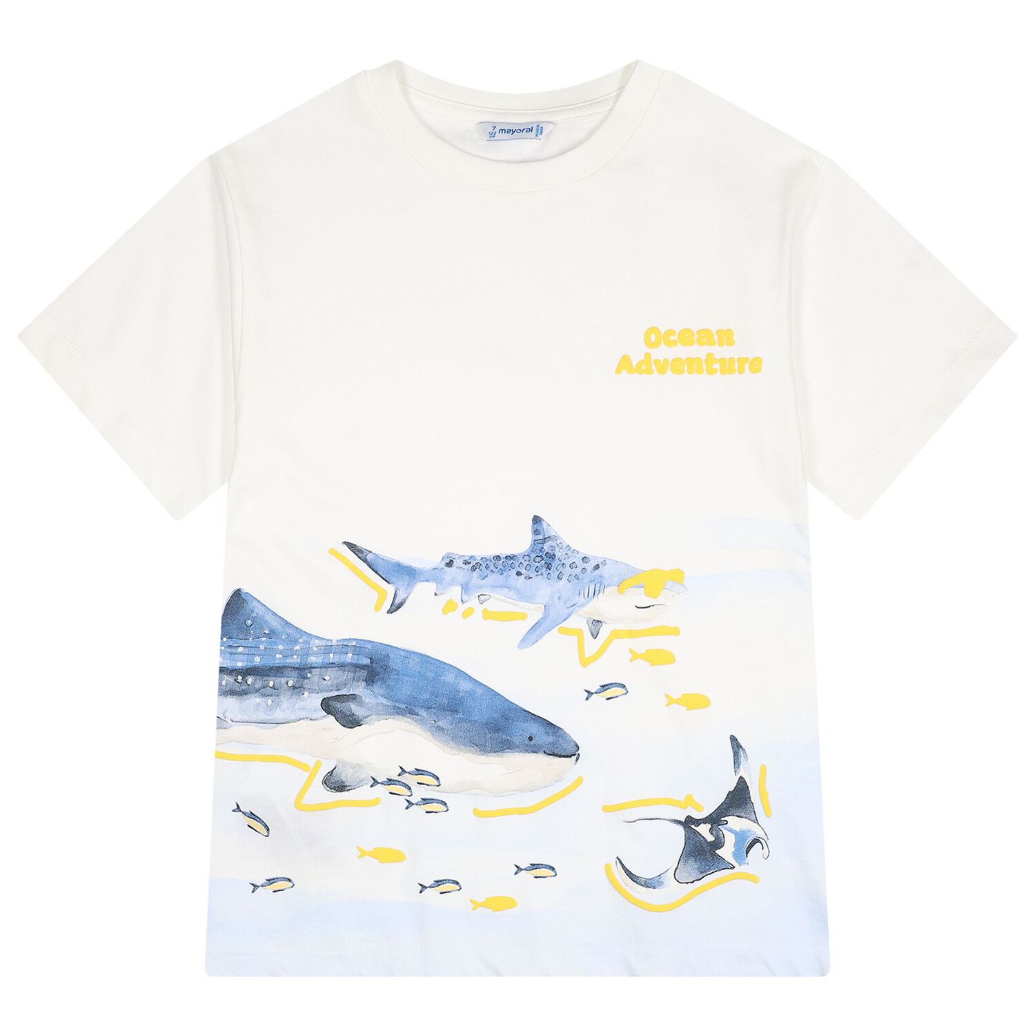 Boys White & Blue Shark Shorts Set, 1, hi-res