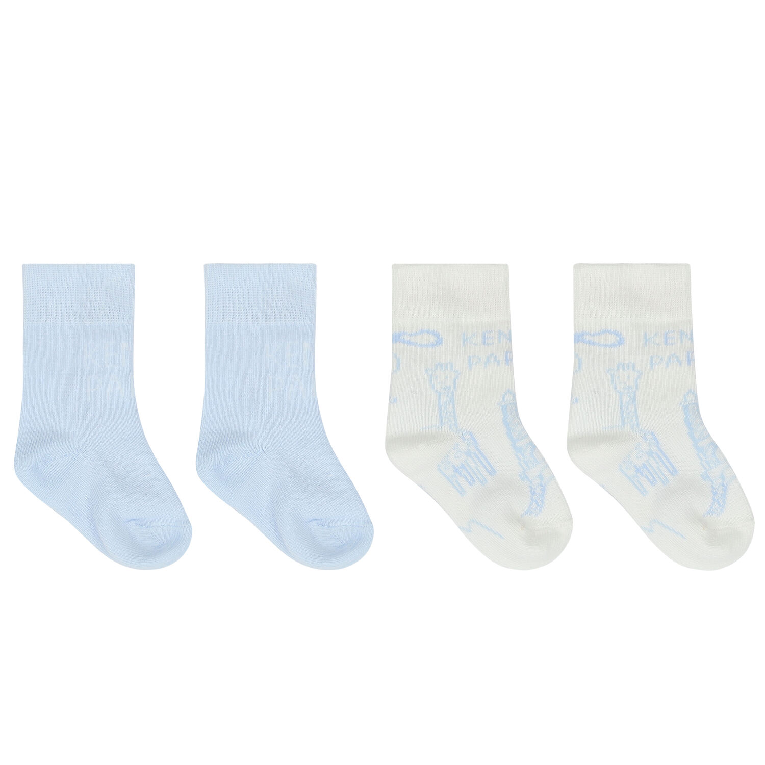 Baby Boys Blue & Ivory Logo Socks ( 2-Pack ), 1, hi-res