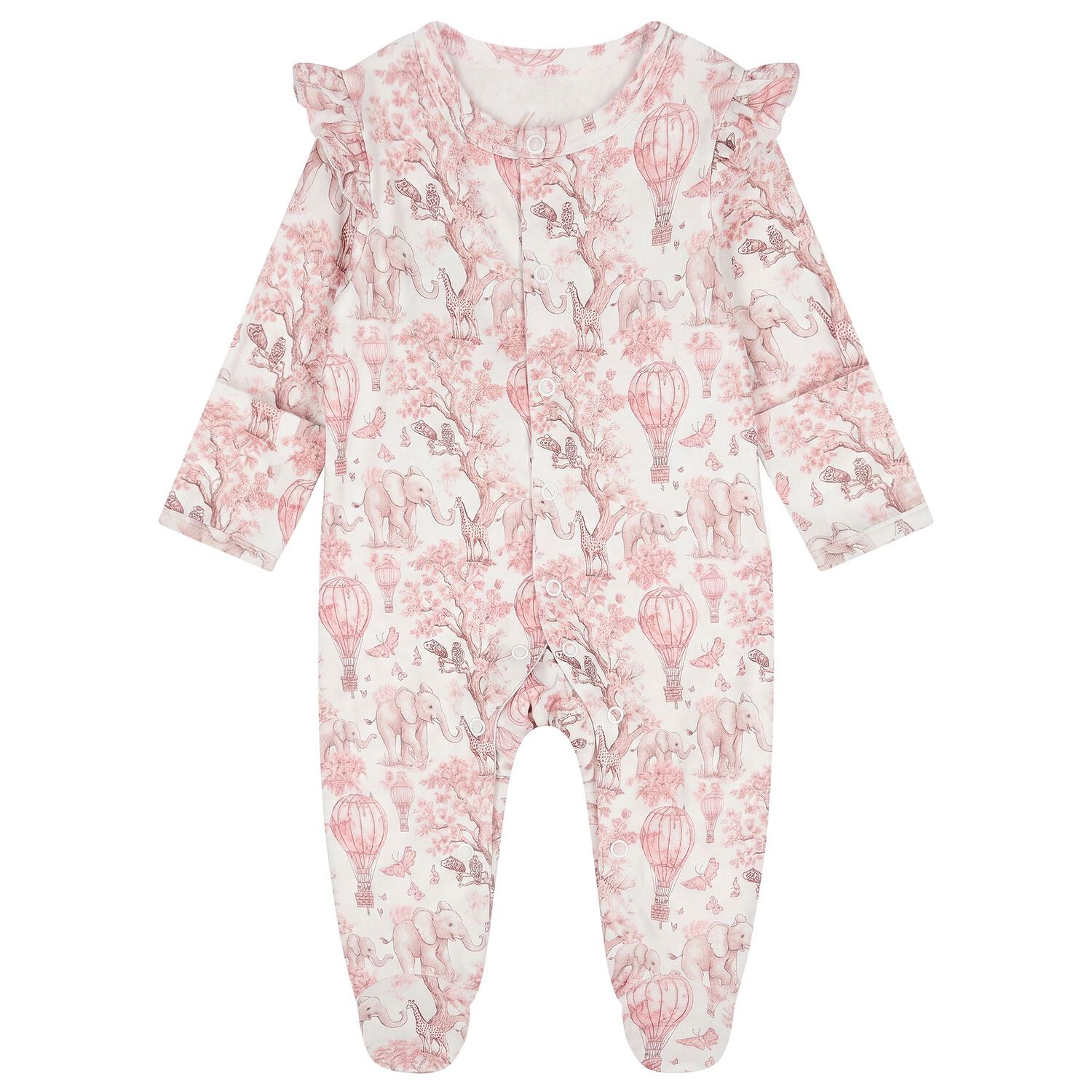 طقم هدايا ملابس أطفال بشعار افريقيا باللون الابيض والوردي للبنات , 1, hi-res