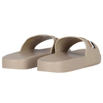 Boys Beige Logo Sliders