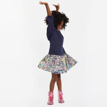 Girls Navy Blue Sweatshirt Dress