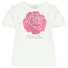 تيشيرت بنات بالشعار باللون العاجي, 1, hi-res