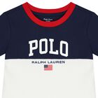 Baby Boys White & Navy Blue Logo Shorts Set, 1, hi-res