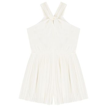 Girls Ivory Pleated Playsuit