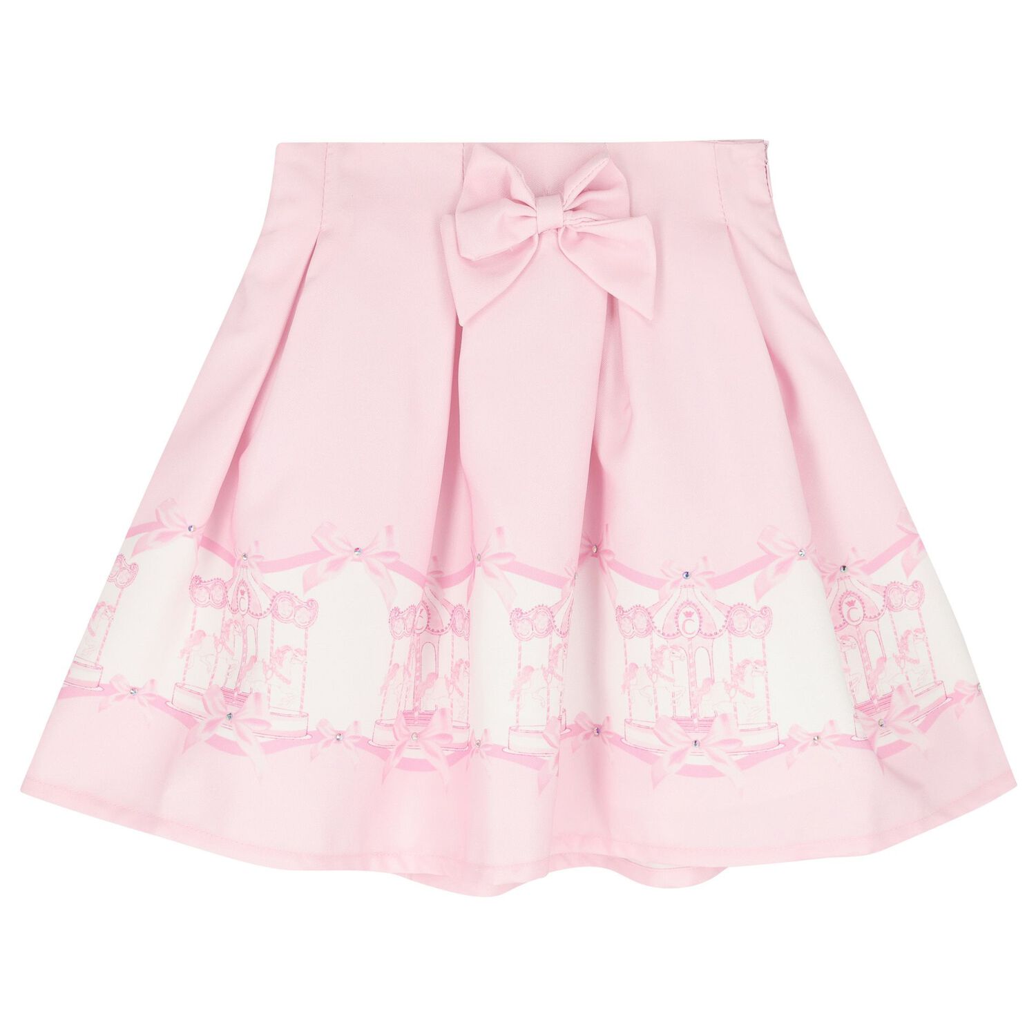 Girls Ivory & Pink Carousel Skirt Set, 1, hi-res