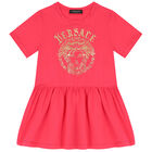 Girls Pink Medusa Logo Dress, 1, hi-res