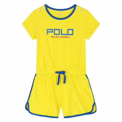 Girls Yellow Logo Playsuit