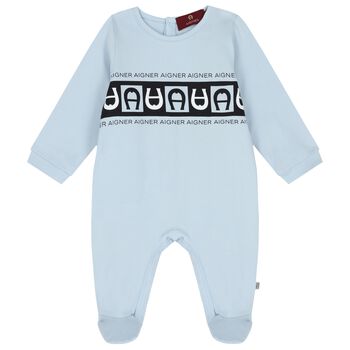 Baby Boys Blue Logo Babygrow