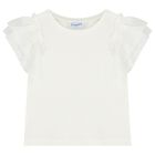 Girls Ivory Flutter Sleeve Top, 3, hi-res